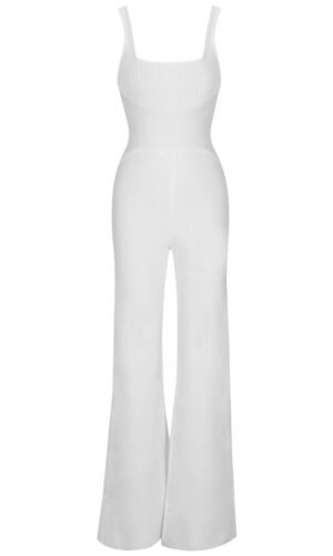 Hayley White Spaghetti Strap Bandage Jumpsuit