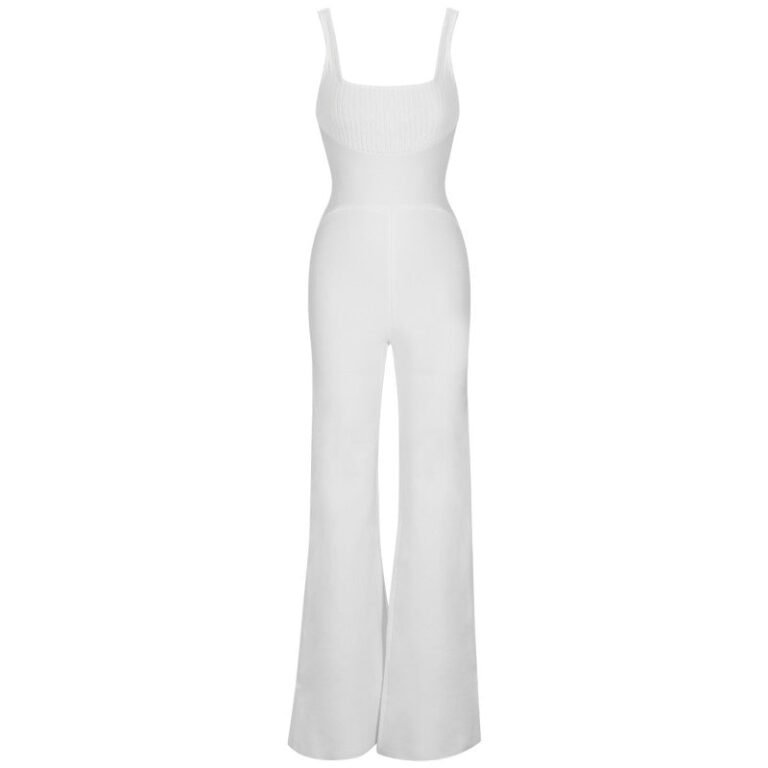 Hayley White Spaghetti Strap Bandage Jumpsuit