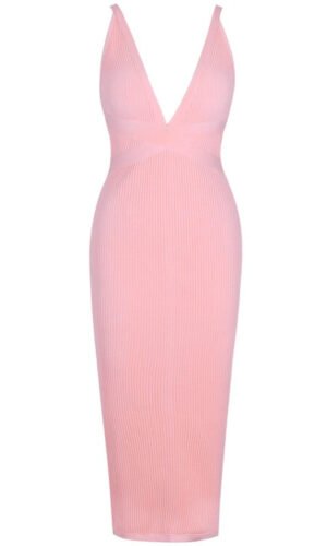 Cassy Pink V Neck Sleeveless Bandage Dress