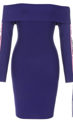 Izabel Long Sleeve Off Shoulder Blue Mini Dress