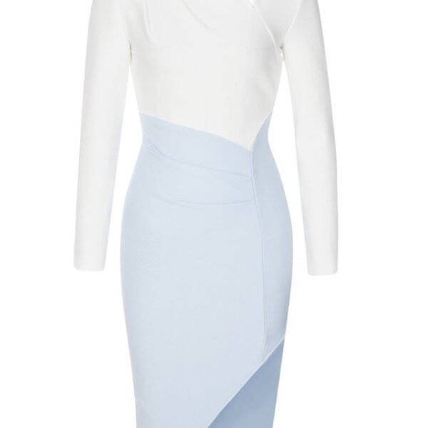 Leanna Blue White Long Sleeve Midi Dress