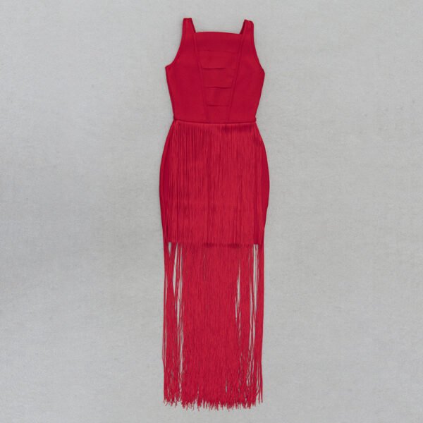 Lyla Red Sleeveless Tassel Midi Dress - Image 5