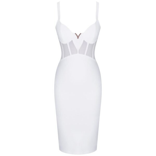 Jasmine White Strap Mini Mesh Bandage Dress