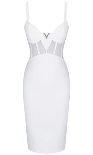 Jasmine White Strap Mini Mesh Bandage Dress