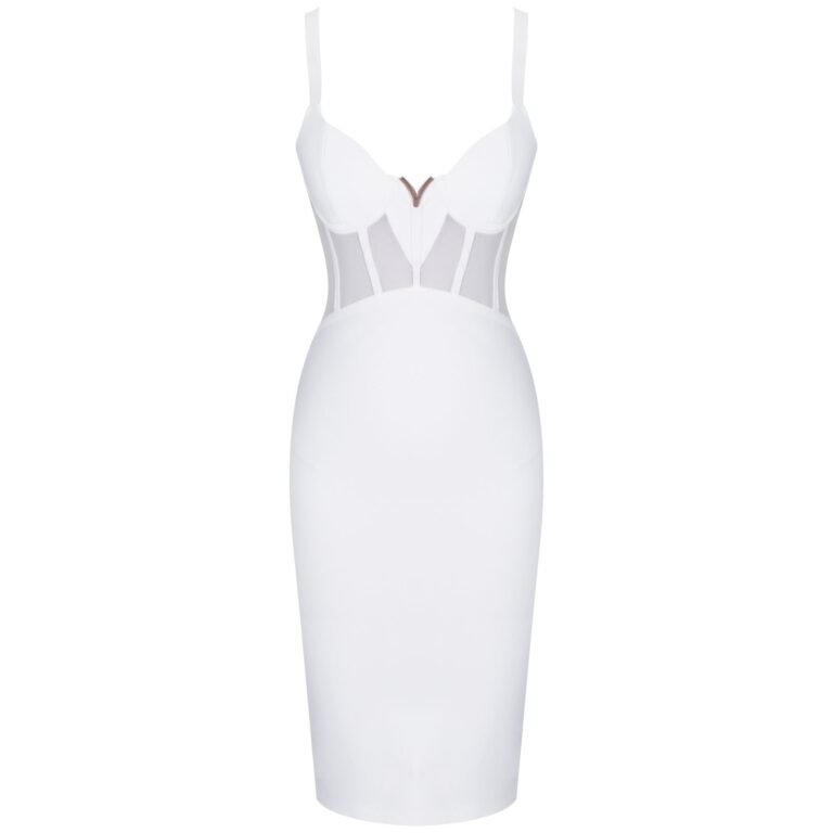 Jasmine White Strap Mini Mesh Bandage Dress