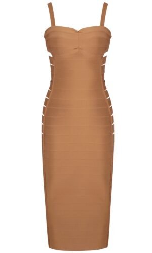 Katie Brown Spaghetti Strap Side Cut Out Midi Dress
