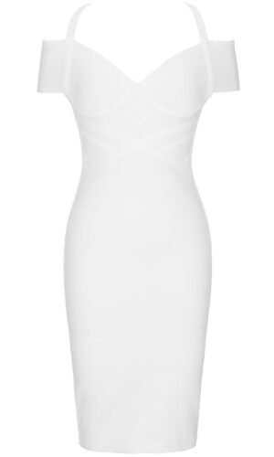 Lorette Off Shoulder Strap Mini Bandage Dress - White