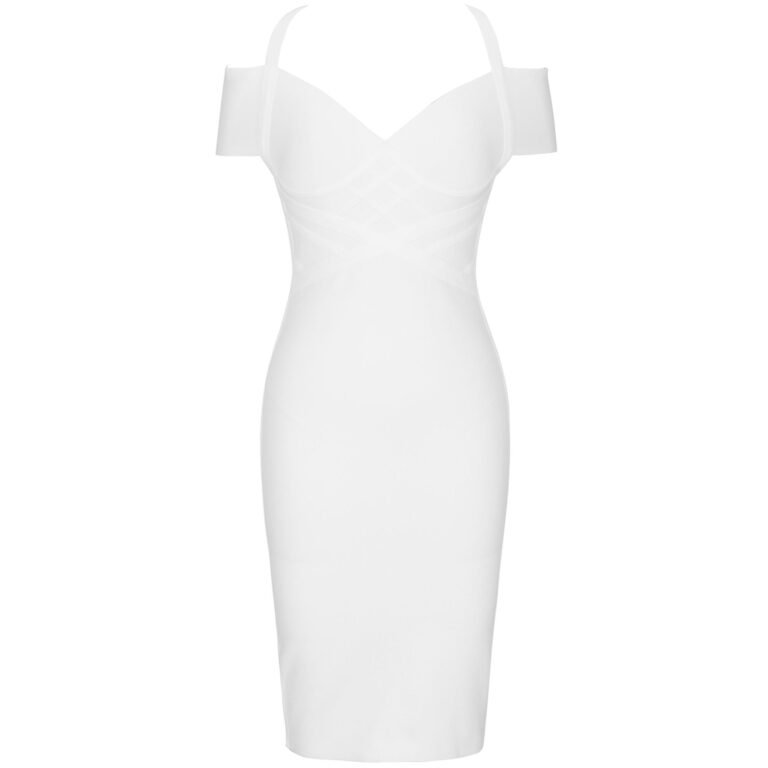 Lorette Off Shoulder Strap Mini Bandage Dress - White