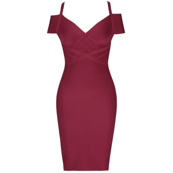 Lorette Off Shoulder Strap Mini Bandage Dress - Red