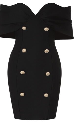 Molly Off Shoulder Black Mini Dress