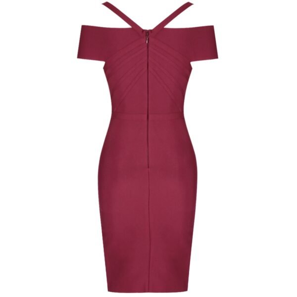 Lorette Off Shoulder Strap Mini Bandage Dress - Red - Image 2