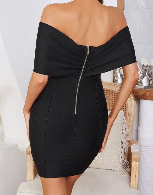 Molly Off Shoulder Black Mini Dress - Image 7