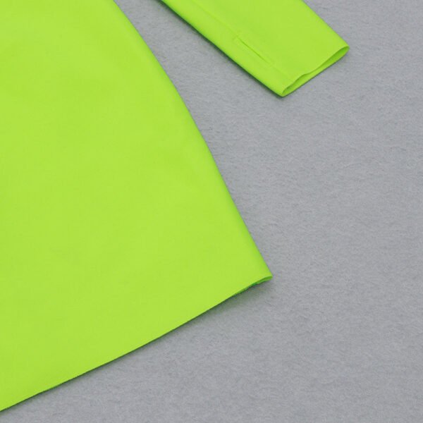 Angela Long Sleeve Neon Green Mini Dress - Image 8