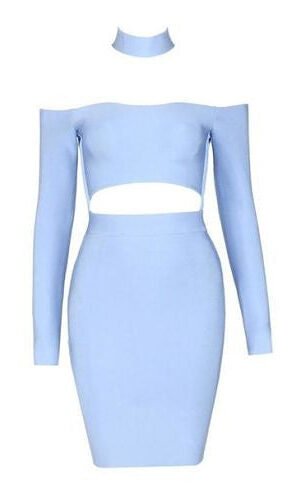 Amelia Blue Long Sleeve Bandage Dress