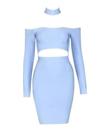 Amelia Blue Long Sleeve Bandage Dress