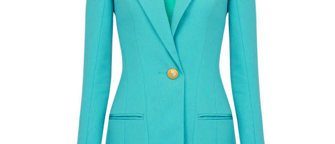 Evelyn Mini Turquoise Blazer Dress with Back Zipper