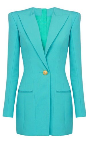 Evelyn Mini Turquoise Blazer Dress with Back Zipper