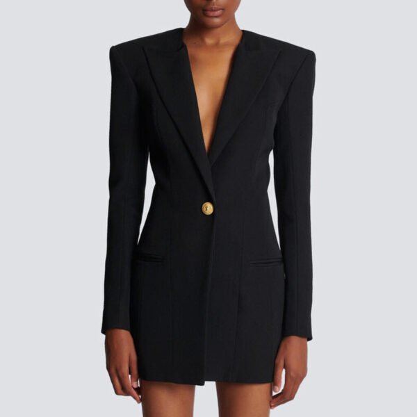 Evelyn Mini Black Blazer Dress with Back Zipper