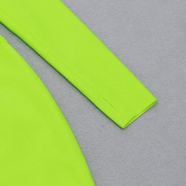 Angela Long Sleeve Neon Green Mini Dress - Image 6