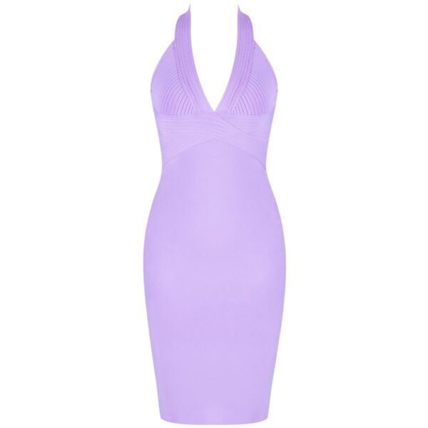 Dani Purple Halter Ribbed Dress