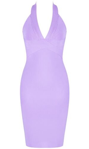 Dani Purple Halter Ribbed Dress