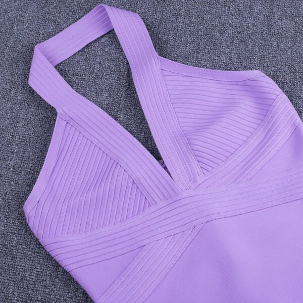 Dani Purple Halter Ribbed Dress - Image 5