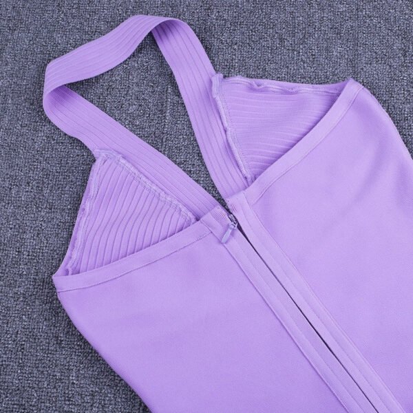 Dani Purple Halter Ribbed Dress - Image 6