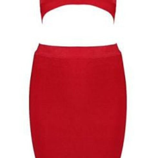 Elida Red Midi Two Piece Bandage Dress