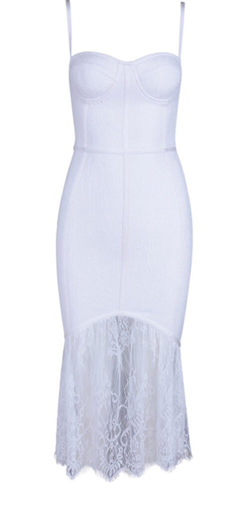 Sasha White Lace Bandage Dress