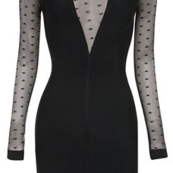 Imogen Black Mesh Bandage Dress