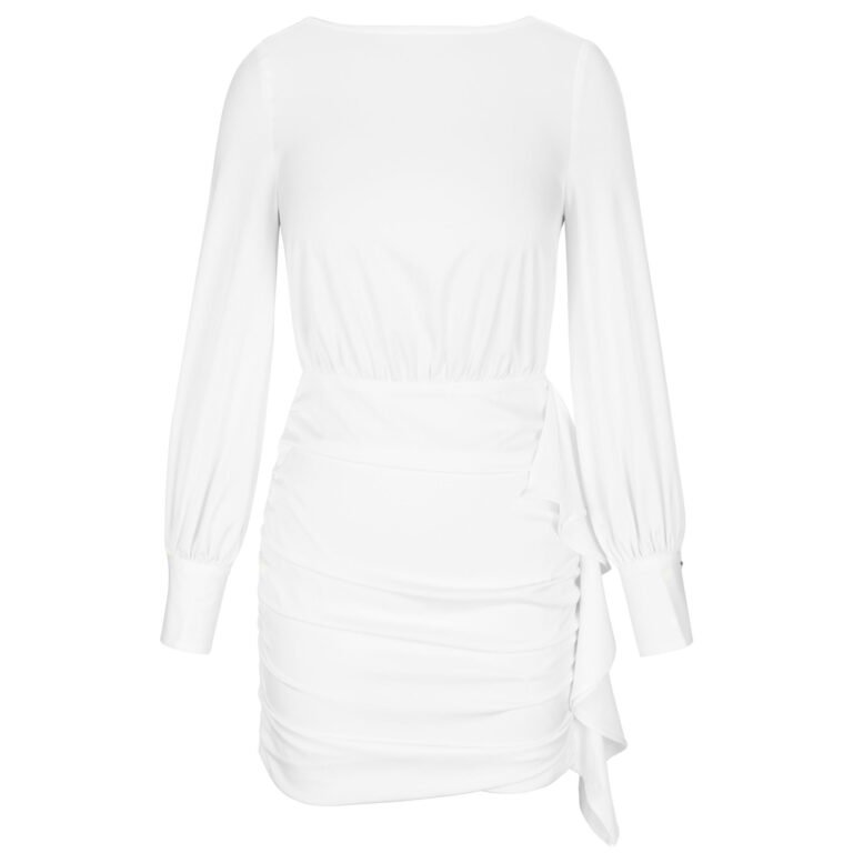 Jazlynn White Long Sleeve V Back Mini Dress