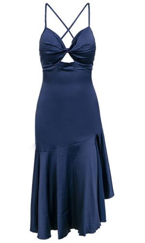 Sadiya Blue Sleeveless Midi Open Back Dress