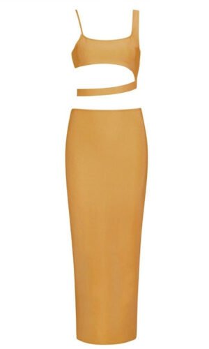 Jolene Ginger Asymmetric Two Piece Midi Set
