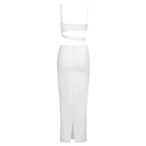 Jolene White Asymmetric Two Piece Midi Set - Image 2