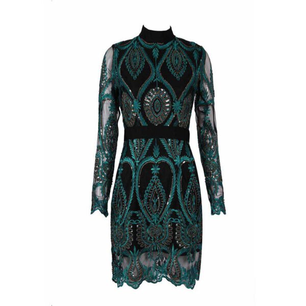 Kristanna Green Long Sleeve Mini Sequins Dress - Image 5