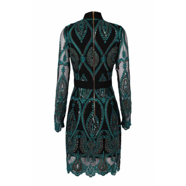 Kristanna Green Long Sleeve Mini Sequins Dress - Image 2