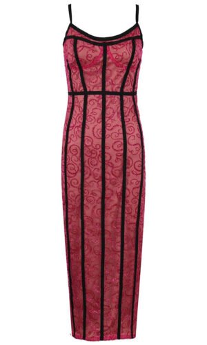 Shayla Pink Sequin Spaghetti Strap Midi Dress