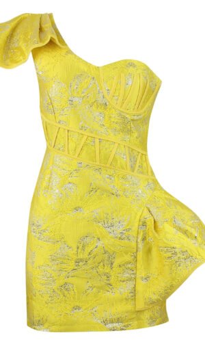 Hope Yellow Sleeveless One Strap Frill Mini Dress