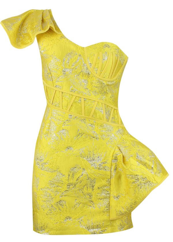 Hope Yellow Sleeveless One Strap Frill Mini Dress