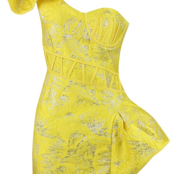 Hope Yellow Sleeveless One Strap Frill Mini Dress