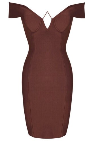 Vivienne Brown Strapless Off Shoulder Mini Dress