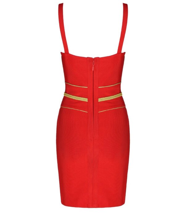 Karima Red Spaghetti Strap Mini Bandage Dress - Image 3