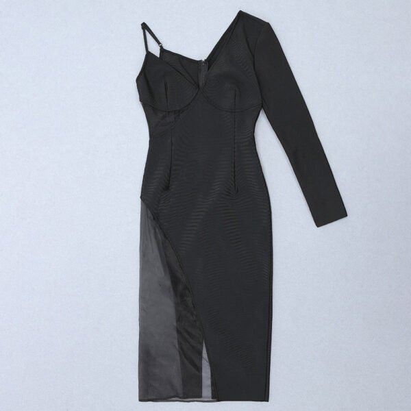 Elaine Long Sleeve Midi Dress with Mesh Side Detail - Image 7