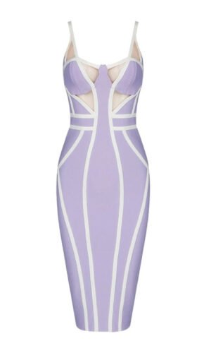 Journee Purple White Spaghetti Strap Midi Dress