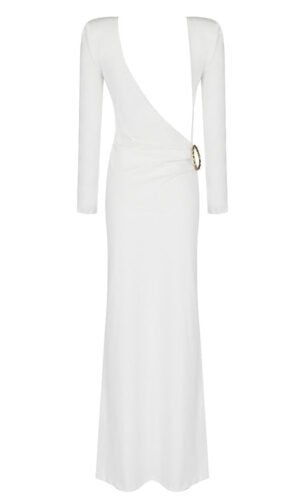 Juliette White Long Sleeve Maxi Dress with Opne Back