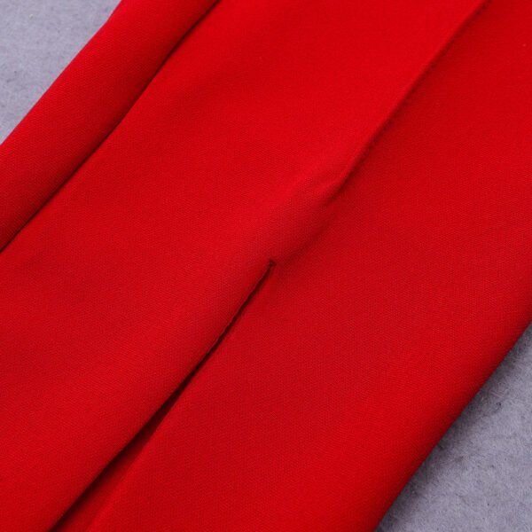 Journee V Neck Puff Sleeve Red Jumpsuit - Image 7