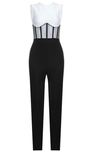 Mckinley Black White Sleeveless Jumpsuit with See Through Design
