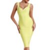 Kaarina Light Yellow Sleeveless Midi Bandage Dress