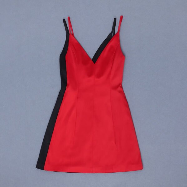 Laticia Red V Neck Sleeveless Mini Dress - Image 4