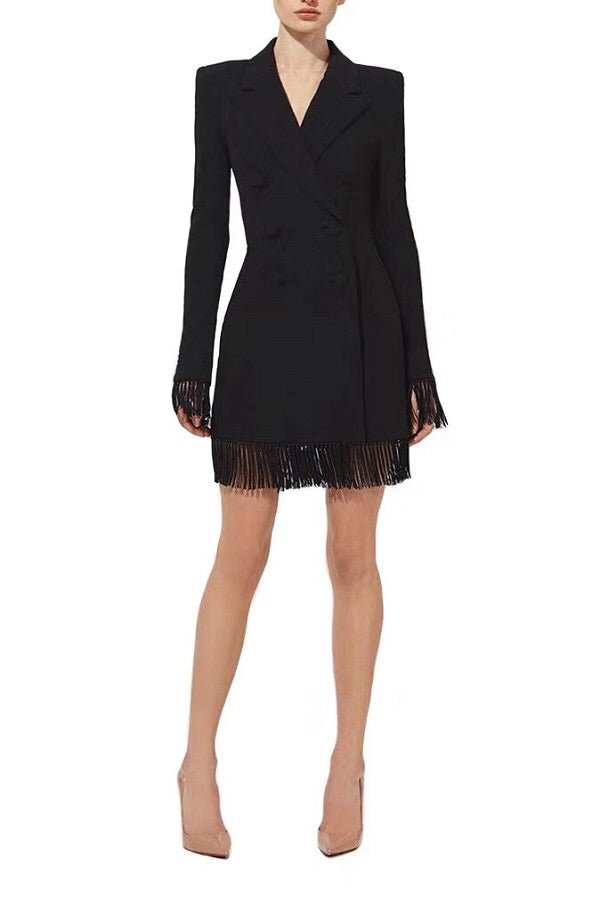 Leonor Black Tassel Jacket Dress